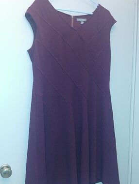 Roz And Ali Sleeveless Midi Dress in Deep Plum Size 16